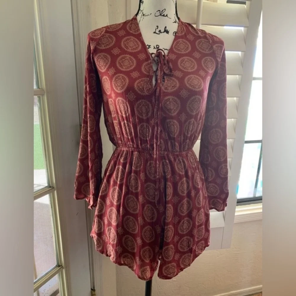 Reverse Rust & Cream Colored Romper - Picture 1 of 6